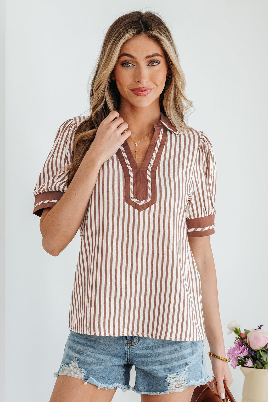 Romina Short Bubble Sleeve Blouse-4