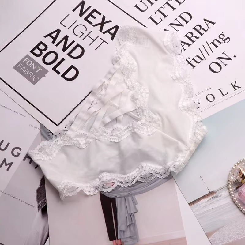 Bandage Deign Hollow Out Silk Sexy Panties Sex Women Lace Underwear Female Lingerie Crotch Cotton Briefs Thongs String