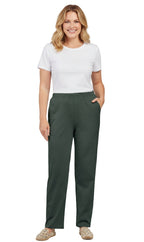 Women's Knit Pull on Pants - Cotton Blend with Flat Front waistband
