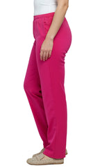 Women's Knit Pull on Pants - Cotton Blend with Flat Front waistband