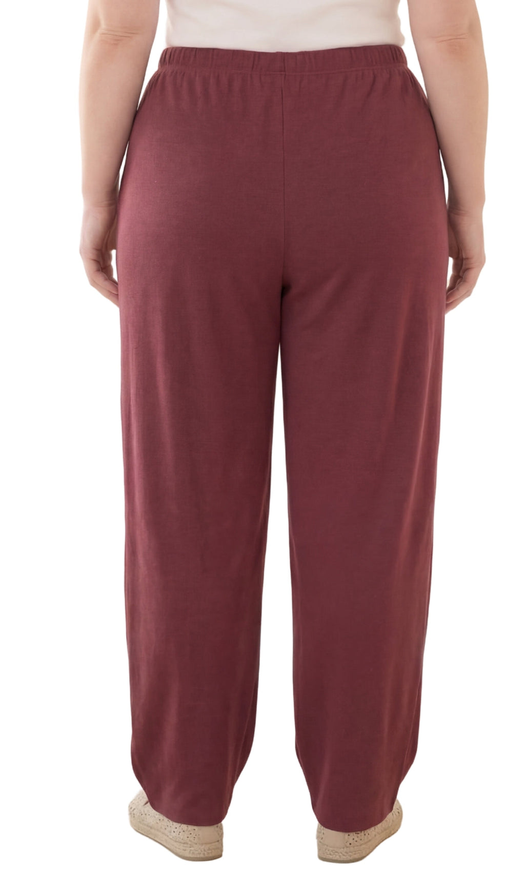 Women's Knit Pull on Pants - Cotton Blend with Flat Front waistband