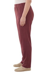 Women's Knit Pull on Pants - Cotton Blend with Flat Front waistband