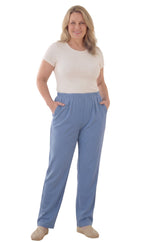 Women's Knit Pull on Pants - Cotton Blend with Flat Front waistband