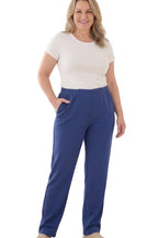 Women's Knit Pull on Pants - Cotton Blend with Flat Front waistband