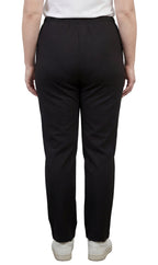 Womens Classic Poly Knit Pants - Pull On Slacks with Elastic Waist