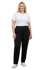 Womens Classic Poly Knit Pants - Pull On Slacks with Elastic Waist