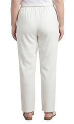 Womens Classic Poly Knit Pants - Pull On Slacks with Elastic Waist