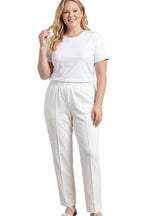 Womens Classic Poly Knit Pants - Pull On Slacks with Elastic Waist