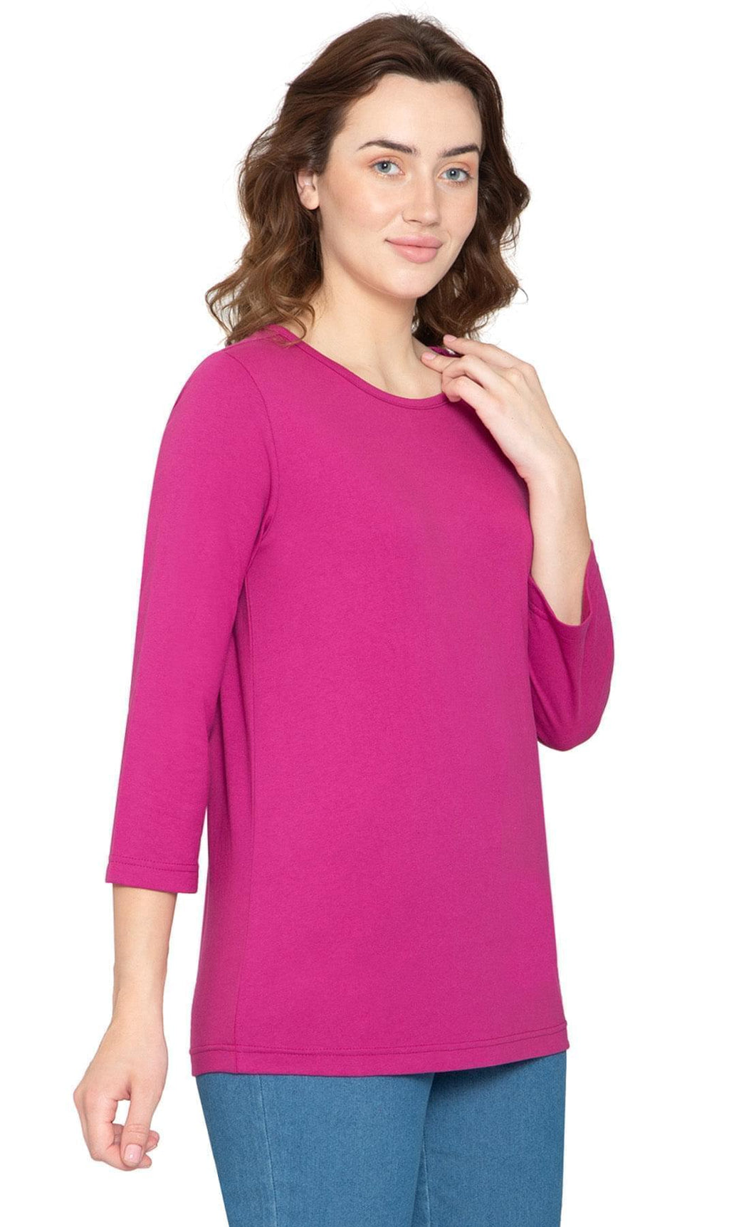Women's 3/4 Sleeve Crew Neck Top – Comfortable Jer