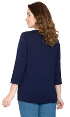 Women's 3/4 Sleeve Crew Neck Top – Comfortable Jer