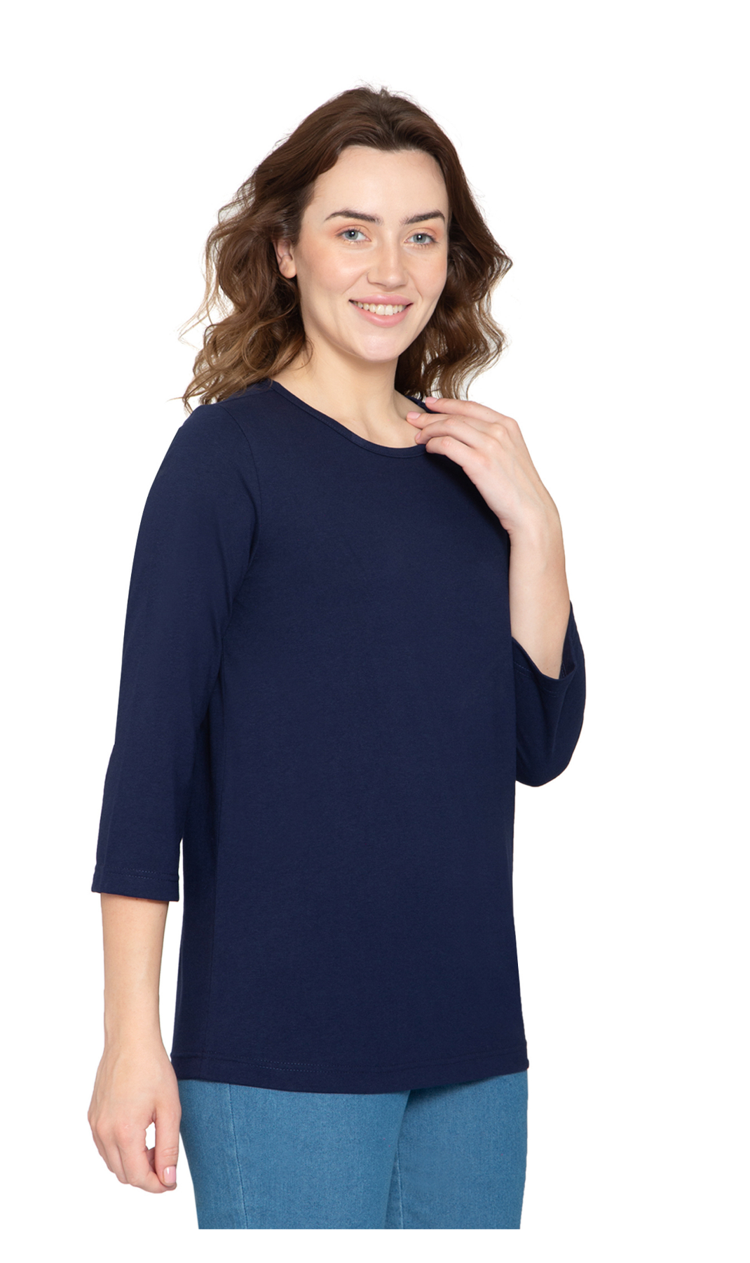 Women's 3/4 Sleeve Crew Neck Top – Comfortable Jer