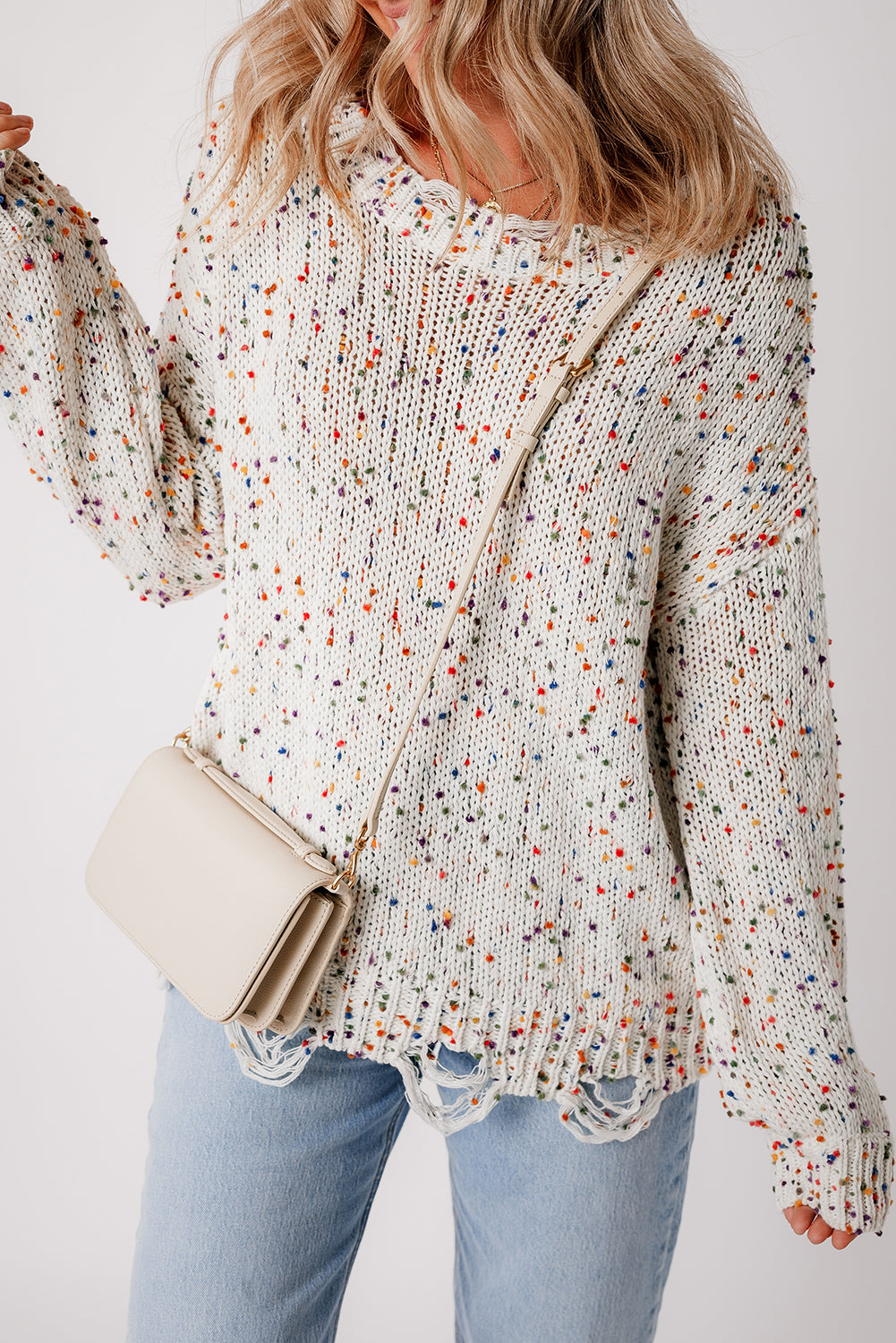 Isabel Confetti Distressed Knit Sweater