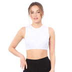 Modest Neck Cropped Layering Shell - Cotton Spandex Sleeveless Tank