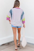 Kyra Patchwork Bracelet Sleeve Blouse