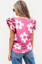 Mazie Floral Ruffled Short Sleeve Blouse-1