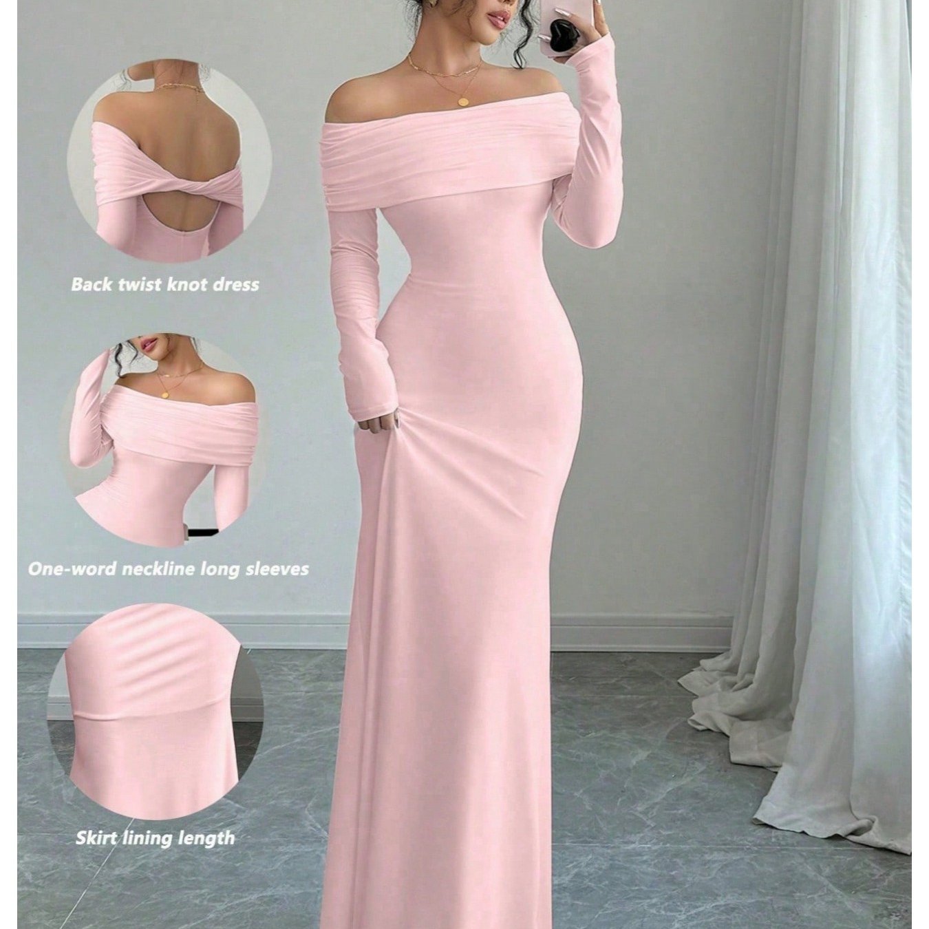 Elegant Off Shoulder Midi Evening Gown