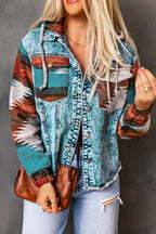 Emily Print Frayed Hem Jacket