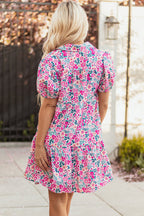 Lindsey Floral Short Sleeve Loose Dress-1
