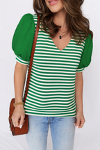 Leighton Short Sleeve Patchwork Blouse-2