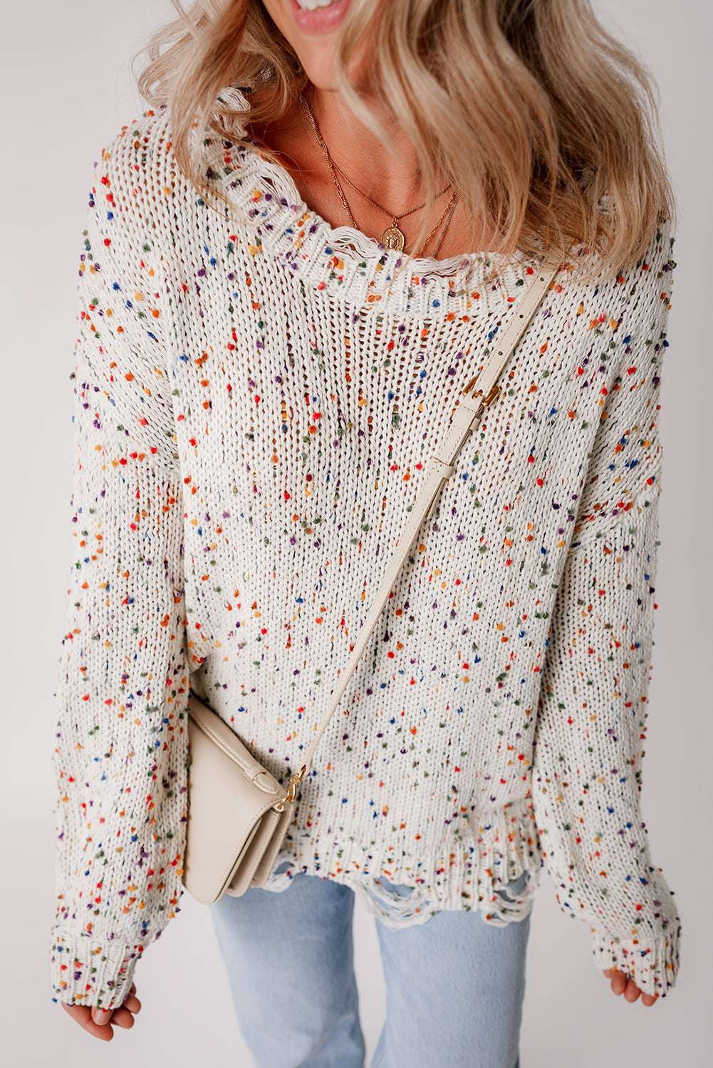 Isabel Confetti Distressed Knit Sweater