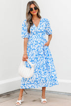 Shannon Floral V Neck Long Dress-0