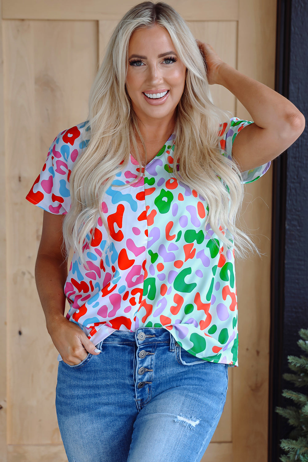 Ruthie Print Short Sleeve Blouse-3