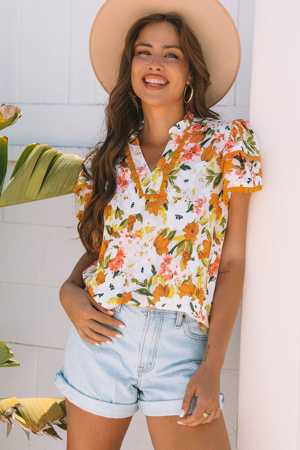 Ailany Short Sleeve Floral Blouse-4