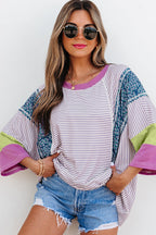 Kyra Patchwork Bracelet Sleeve Blouse