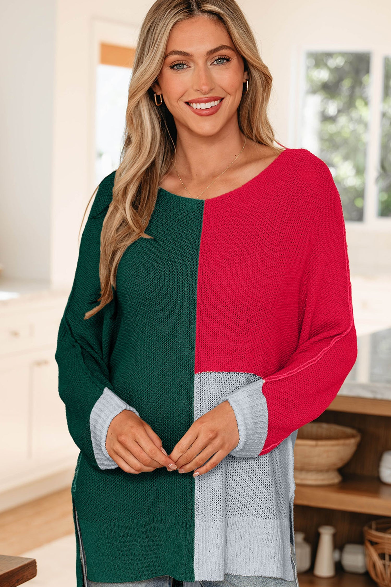 Demi Block Knit Loose Sweater
