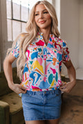 Harper Shirred Short Sleeve Blouse-0