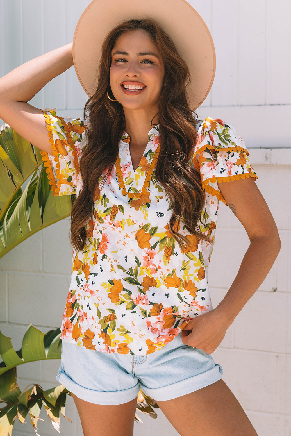 Ailany Short Sleeve Floral Blouse-0