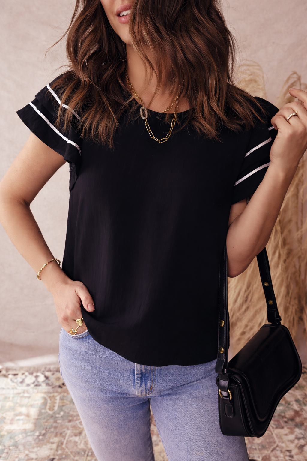Amani Short Sleeve Textured Blouse-4