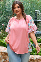 Lacey Ruffled Short Sleeve PLUS Blouse-4