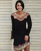 New Sexy Autumn fall Winter exotic  floral design Dress for Women 7 different colors