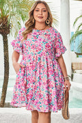 Talia Plus Size Floral Short Sleeve Flare Dress-0