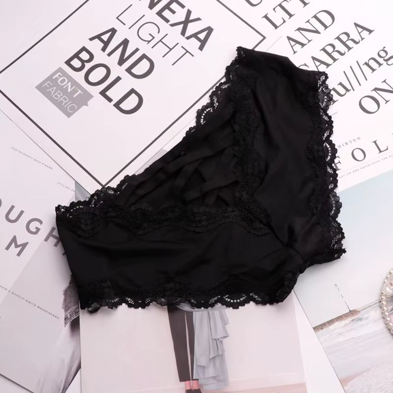 Bandage Deign Hollow Out Silk Sexy Panties Sex Women Lace Underwear Female Lingerie Crotch Cotton Briefs Thongs String