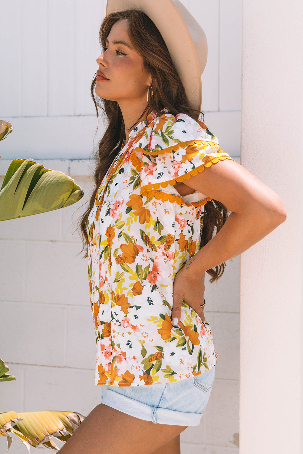 Ailany Short Sleeve Floral Blouse-2