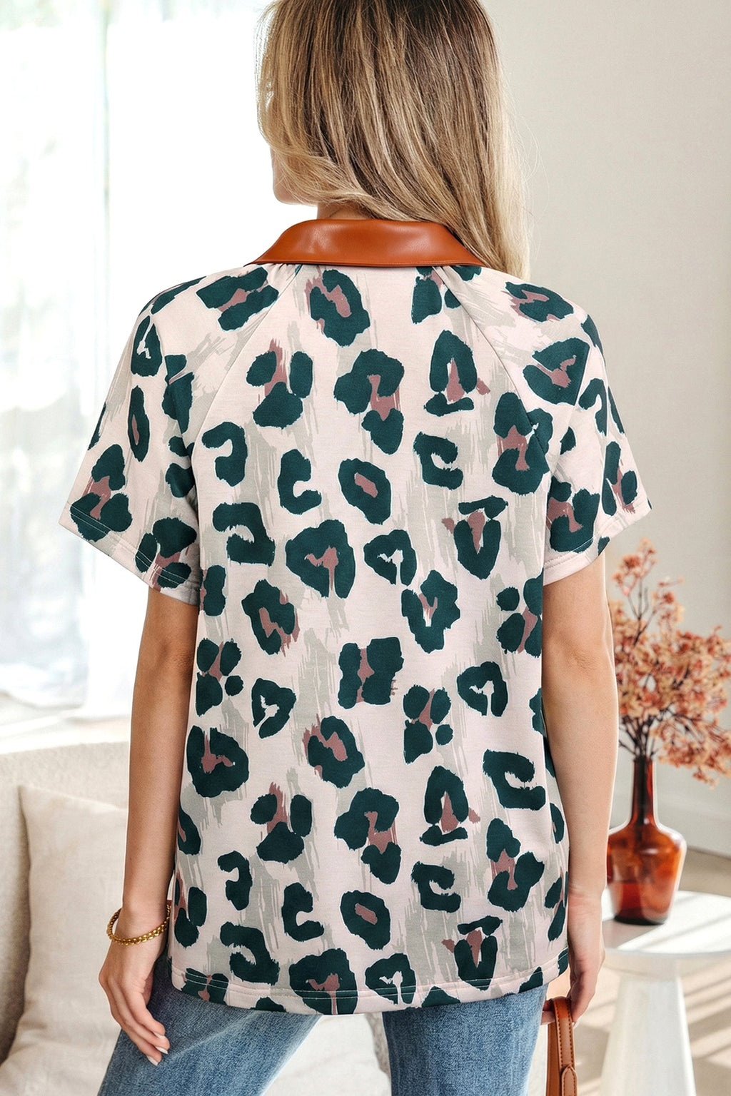 Madelynn Collared Short Sleeve Blouse-1