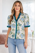 Mila Trim Short Sleeve Blouse-0