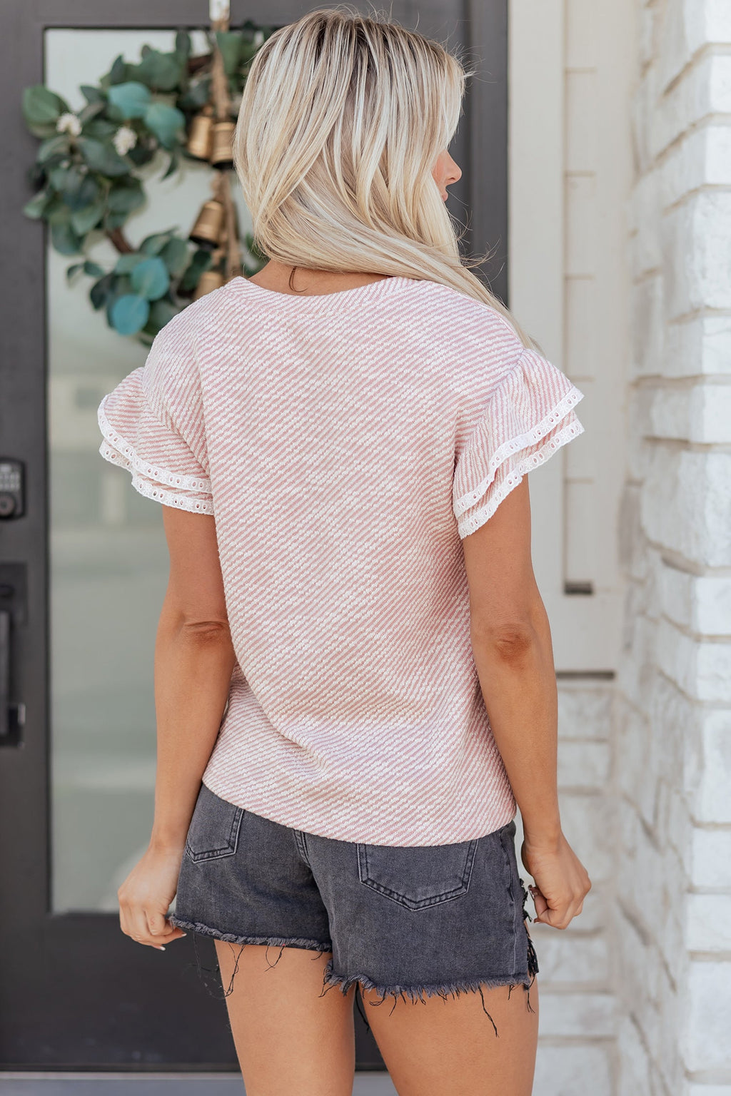 Amanda Ruffled Short Sleeve Blouse-1