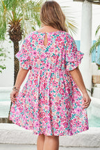 Talia Plus Size Floral Short Sleeve Flare Dress-1