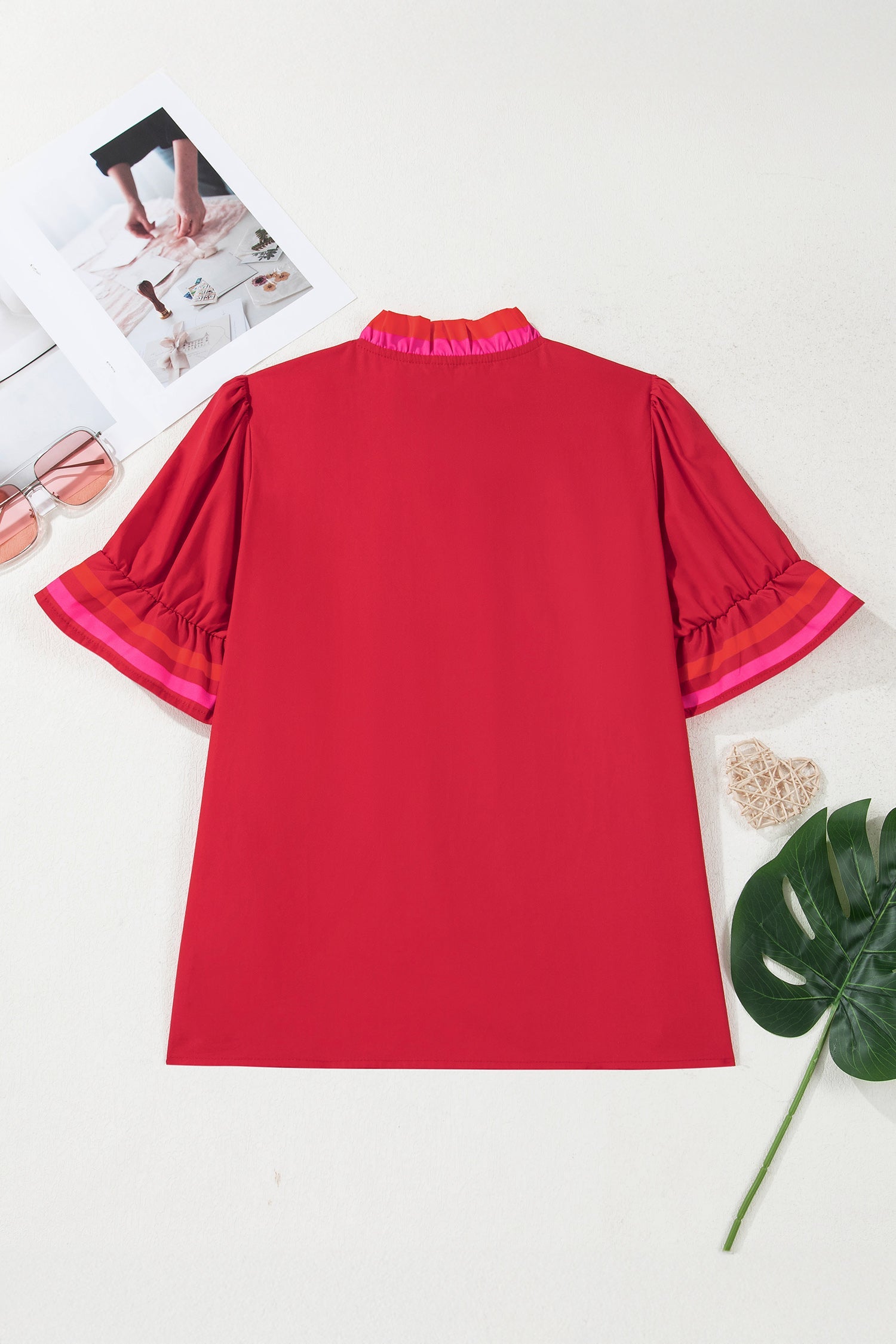 Luciana Ruffled Short Sleeve Blouse-1