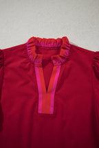 Luciana Ruffled Short Sleeve Blouse-3
