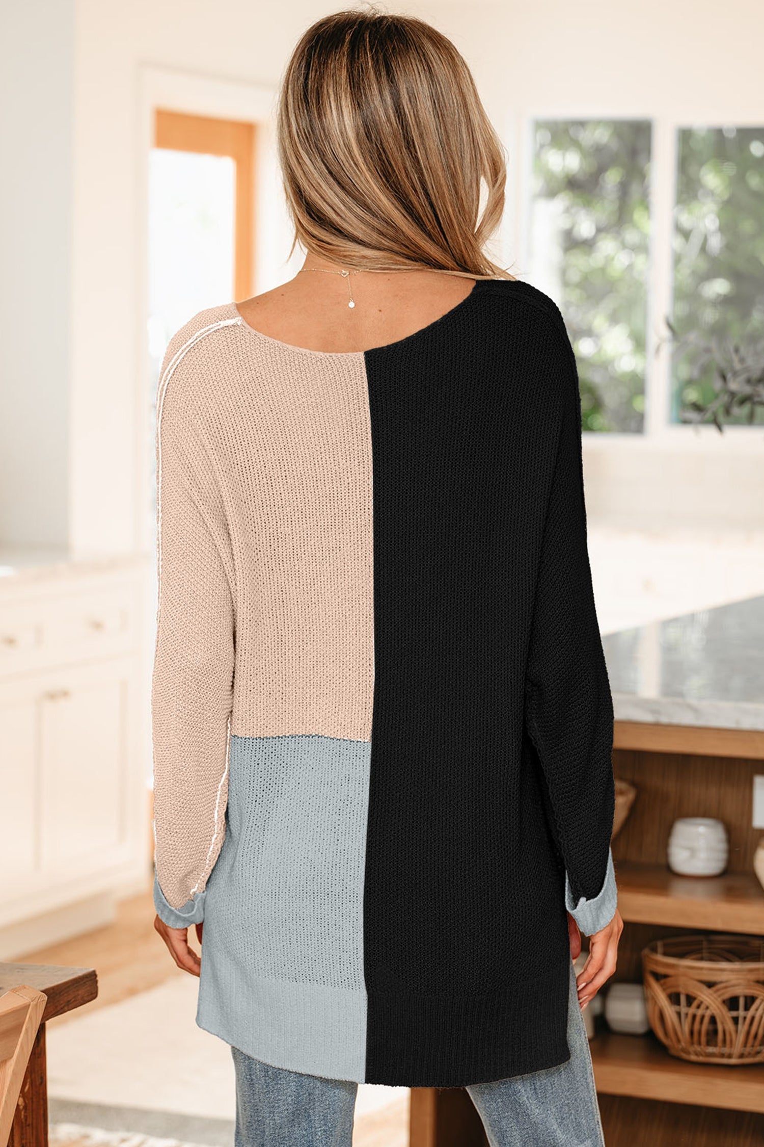 Zayla Block Knit Loose Sweater