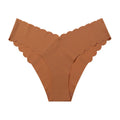 Sexy Women Ice Silk Panties Low-Rise Elasticity Lingerie Female G String Underwear Wave Edge Comfortable Thong Intimates