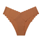 Sexy Women Ice Silk Panties Low-Rise Elasticity Lingerie Female G String Underwear Wave Edge Comfortable Thong Intimates