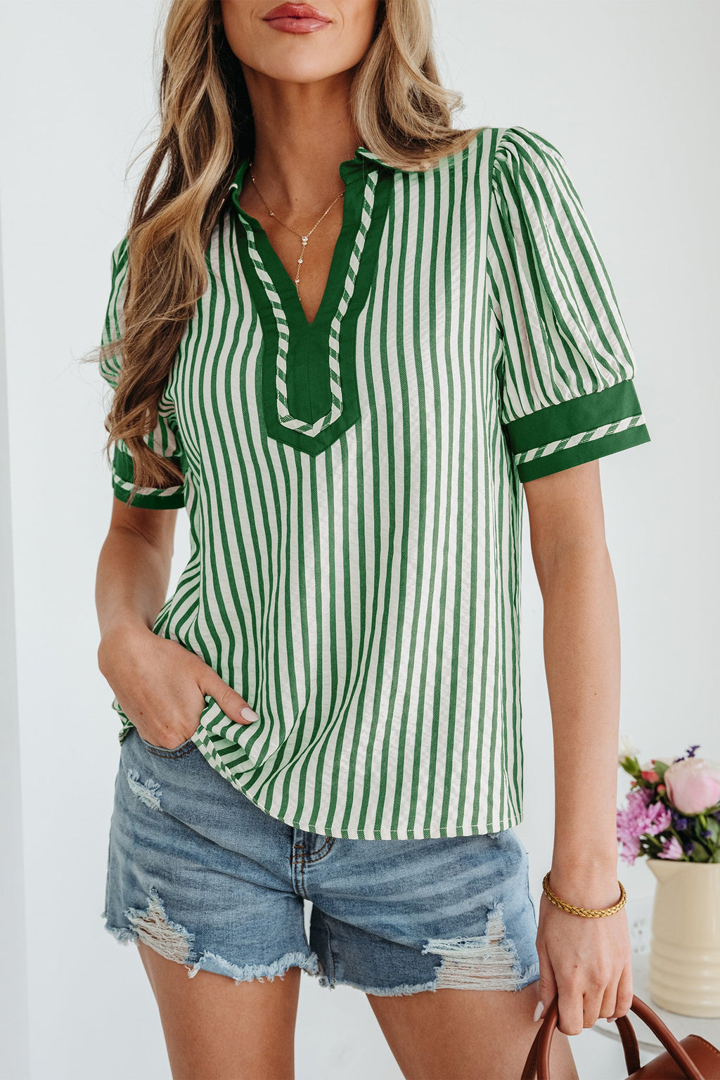 Elora Short Bubble Sleeve Blouse-4