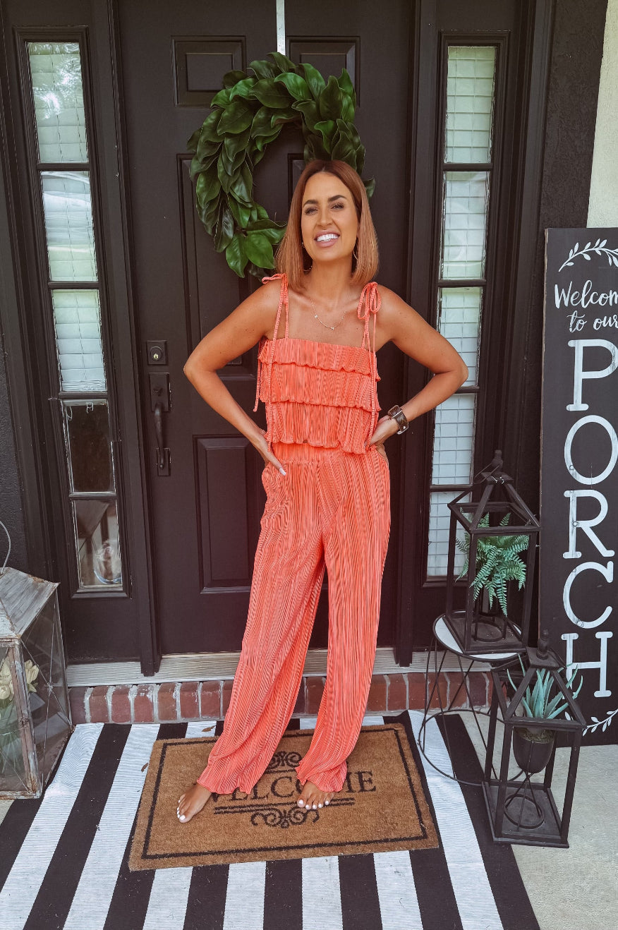 Coral Orange Ruffle Set