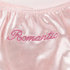 Kawaii Letter Satin Silk Ruffle Thong Seamless Embroidery Ice Silk Panties Underwear Low Waist Briefs for Women Girl