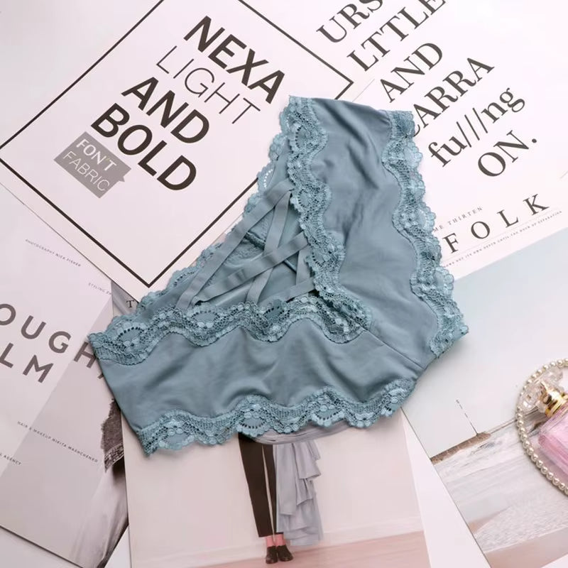 Bandage Deign Hollow Out Silk Sexy Panties Sex Women Lace Underwear Female Lingerie Crotch Cotton Briefs Thongs String